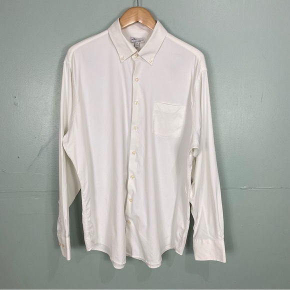 Peter Millar Summer Comfort‎ Cream Button Down Shirt XL - Picture 1 of 6